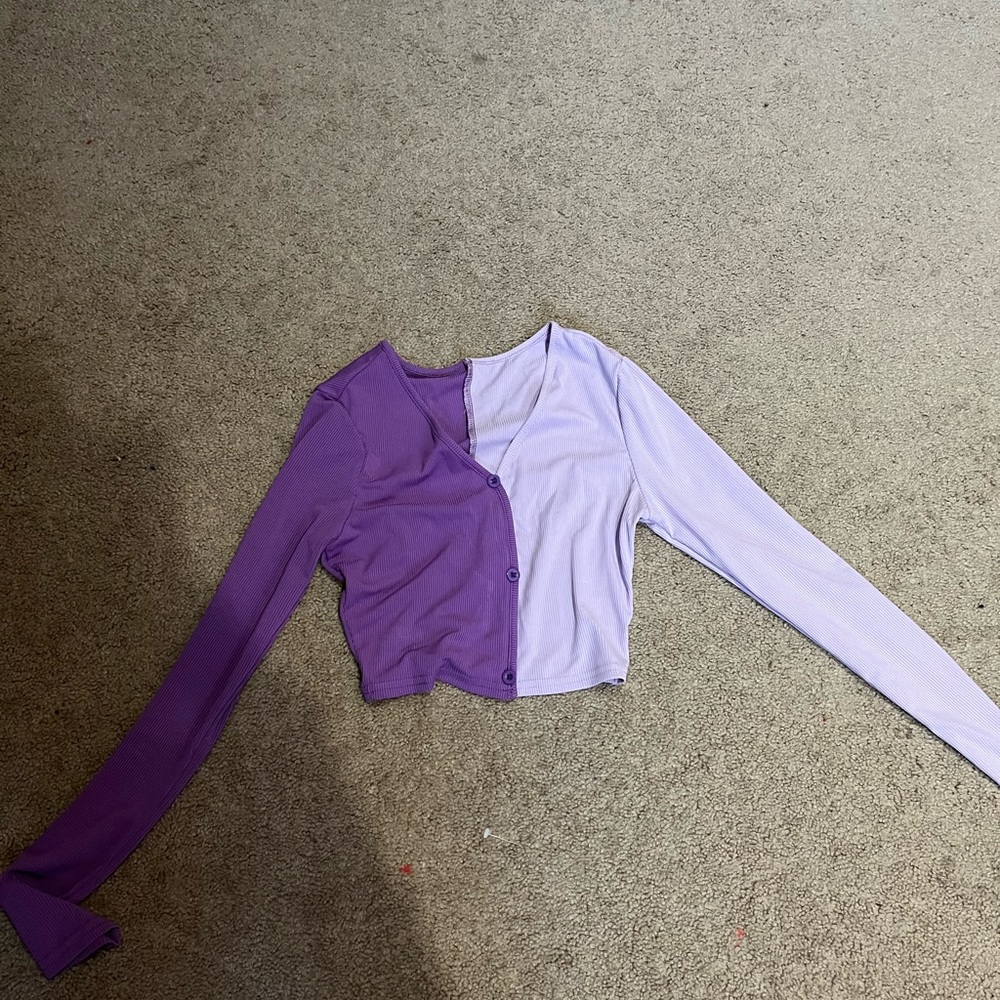 Purple and lilac crop top button up